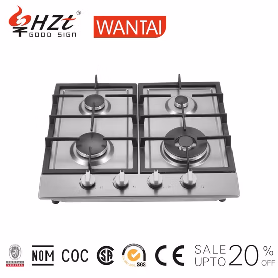 가스 쿡탑 내장형 주철 팬 지지대 2개 버너 스테인레스 스틸 가스 레인지